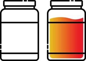 Jar with liquid and empty jar flat vector icon