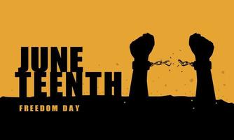 Juneteenth Emancipation Day, Fist raise up breaking chain. vector