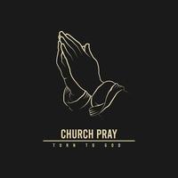 diseño de logotipo de oración de iglesia, diseño de ilustración de mano vector