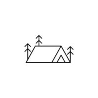 campamento, tienda, camping, viaje línea delgada icono vector ilustración logotipo plantilla. adecuado para muchos propósitos.