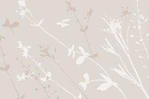 Floral silhouettes background in pastel colors. Different plants on beige background. Natural design vector