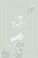 Card template with floral silhouettes elements. Pastel minimalist design for greeting card, invitation vector