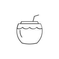 bebida de coco, plantilla de logotipo de ilustración de vector de icono de línea delgada de jugo. adecuado para muchos propósitos.