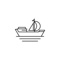 Ship, Boat, Sailboat Thin Line Icon Vector Illustration Logo Template. Suitable For Many Purposes.