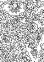 Flower Doodle Background. Coloring Page. Coloring Book for Adults vector