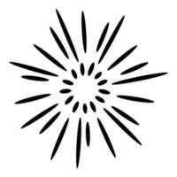 Starburst, sunburst  hand drawn. Design Element Fireworks Black Rays. Comic explosion effect. Radiating, radial lines vector