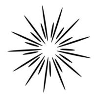 Starburst, sunburst  hand drawn. Design Element Fireworks Black Rays. Comic explosion effect. Radiating, radial lines vector
