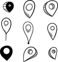 Pin Location Icon in Doodle Style vector