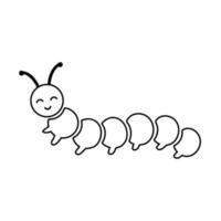 oruga para colorear página. Ilustración de vector de insecto de oruga simple lindo aislado en blanco. imagen de contorno en blanco y negro