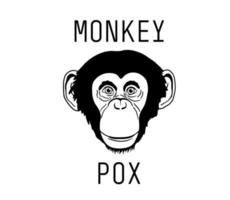MONKEYPOX concept. Monkey pox viral disease. Monkey silhouette with text. Monochrome vector illustration isolated on white
