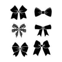 Set of graphical decorative bows. Monochrome ribbons isolated on a white background vector