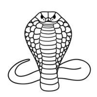 Aggressive cobra.. Black and white vector illustration hand drawn. Classic image of the snake is isolated