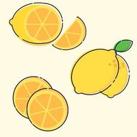 establecer rodajas de limón fresco icono moderno diseño de vector plano