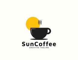 logotipo de café con diseño de sol vector