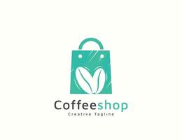 Coffee shop with bag logo design vector