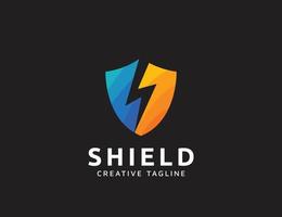 Shield logo with lightning design vector