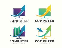 Computer logo design collection vector