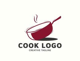 Flat simple cook logo design vector