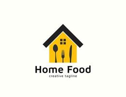 Home food logo with fork and spoon vector