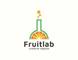 diseño de logotipo de laboratorio de fruta naranja vector