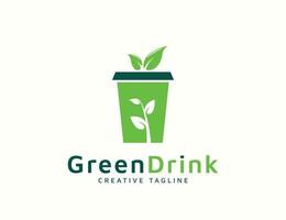 Nature leaf drink cup logo design vector