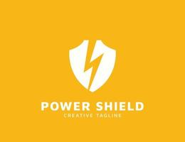 Shield logo with lightning logo design vector