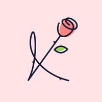 Initial K Rose Flower vector