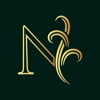 Elegant Initial N Line vector