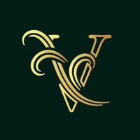 Elegant Initial V Line vector