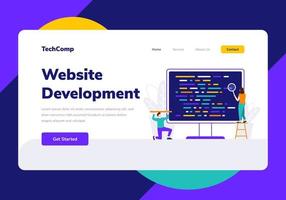 Landing Page People Development Website Programming Vector Illustration