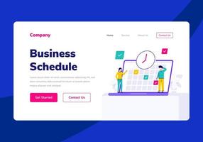 Template Landing Page People Business Schedule Vector Flat Illustration