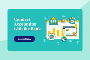 Template Landing Page Web Banner Connect Accounting Bank Save Your Money Vector Flat Illustration