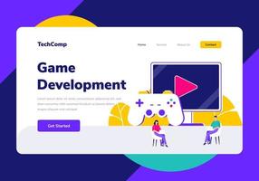 Landing Page People Development Game App Programming Vector Illustration