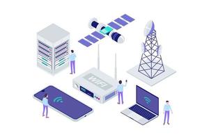 Isometric Broadband Internet Provider Modern Illustration, Web Banners, Suitable for Diagrams, Infographics, Book Illustration, Game Asset, And Other Graphic Assets vector