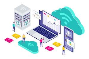 Isometric Cloud Technology Modern Illustration, Web Banners, Suitable for Diagrams, Infographics, Book Illustration, Game Asset, And Other Graphic Assets vector