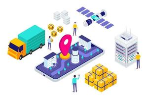 Isometric Delivery System Tracking Modern Illustration, Web Banners, Suitable for Diagrams, Infographics, Book Illustration, Game Asset, And Other Graphic Assets vector