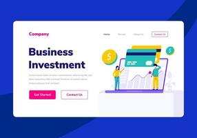 Template Landing Page People Business Investment Vector Flat Illustration