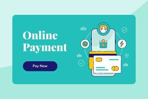 Template Landing Page Web Banner Online Payment Vector Flat Illustration