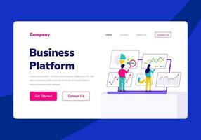 Template Landing Page People Business Platform Vector Flat Illustration