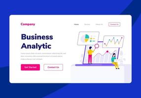 Template Landing Page People Business Analytic Vector Flat Illustration