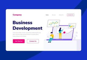 Template Landing Page People Business Development Vector Flat Illustration