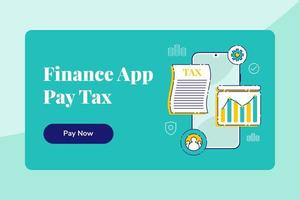 Template Landing Page Web Banner Finance App Tax Graphic Diagram Vector Flat Illustration