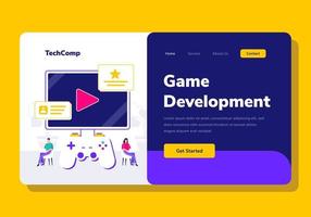 Landing Page People Development Game App Programming Vector Illustration