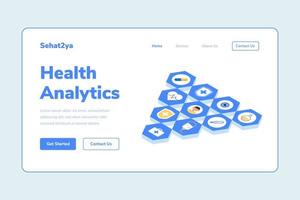 Landing Page Template Health Analytics Isometric Illustration vector