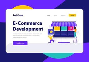 Landing Page People Development E-Commerce Web Programming Vector Illustration