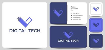 diseño de logotipo letra v datos, digital, conexión, ciencia, símbolo de vector de icono de red. para la tecnología de la información