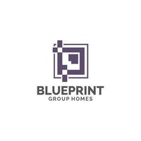 blueprint logo diseños símbolo vector