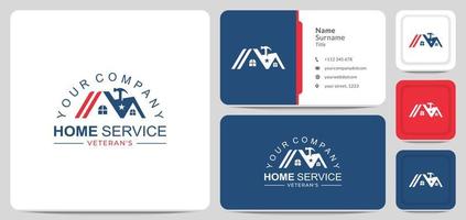 logo design home service, repair, hammer, wrench for business is a home renovation company.