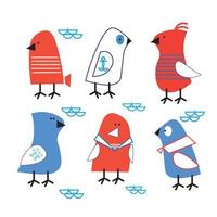 Set of cute little birds dressed in a sailor suit isolated on white background.Set of cute little birds dressed in a sailor suit isolated on white background vector