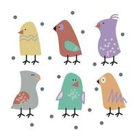 Set of cute little colorful birds .Perfect for printing on fabric, clothing, wrapping paper, wallpaper, baby things. Vector illustration.